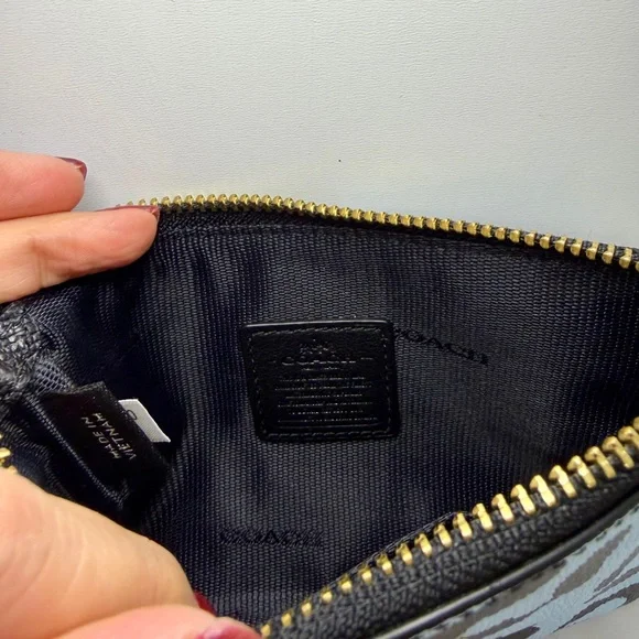 Coach Light Blue and Black Animal Print Wristlet - Picture 3 of 5